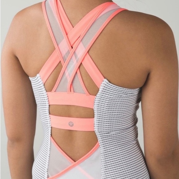 Lululemon Ready,Set,Sweat Tank Double Dot White Black/Very Light Flare Size 4 - Picture 3 of 15